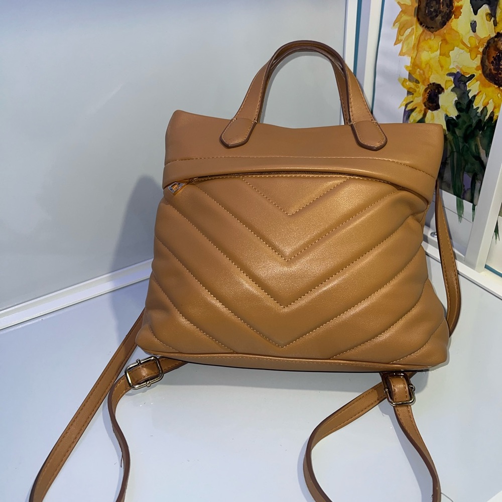 A New Day Camel Quilted Backpack